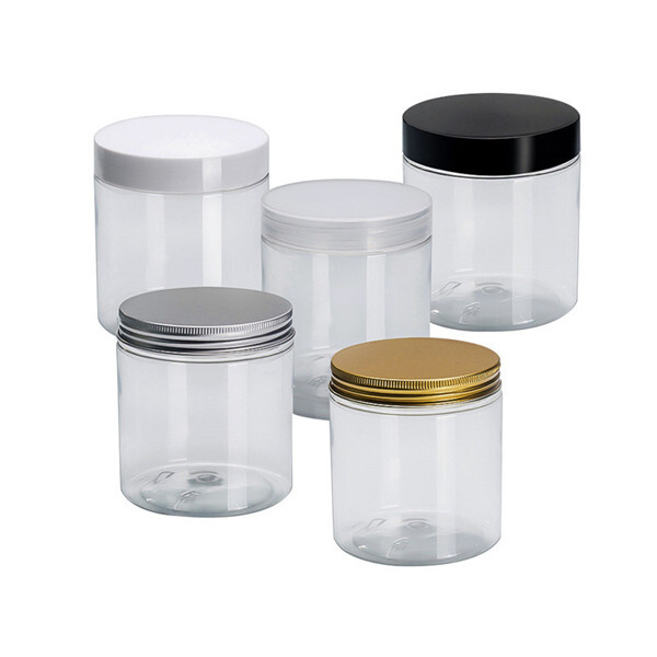 30ml 50ml 80ml100ml 120ml 150ml 200ml 250ml 500ml clear plastic PET jar plastic jar with aluminium lid and transparent inner lid