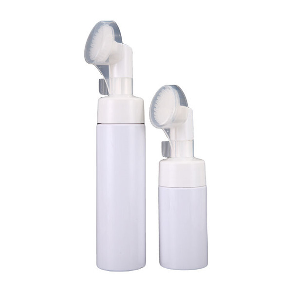 Silicone brush head foam bottle Clear White PET Bottle Foamer Bottle with Foam Pump