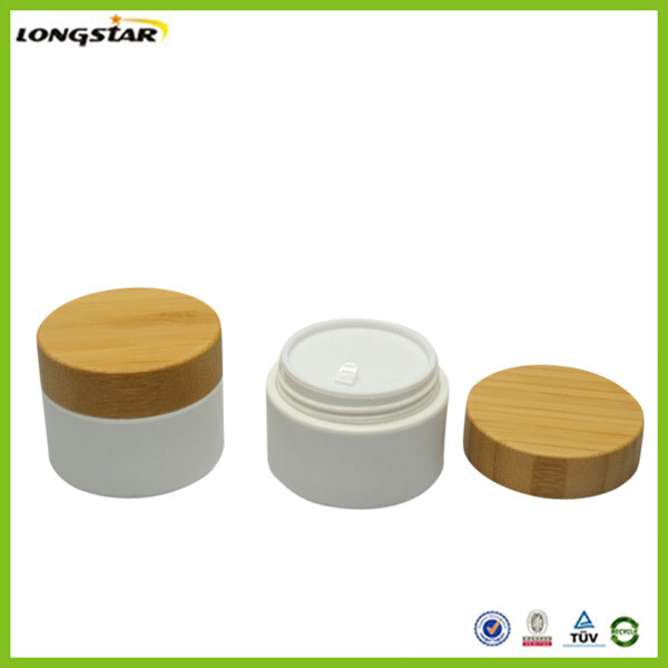 white PP jar with bamboo cap