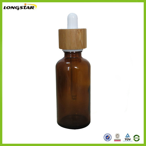 glass essentail oil with bamboo dropper